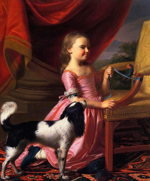Helnwein Child: John Singleton Copley, Young Lady with a Bird and Dog, 1767, Oil on canvas