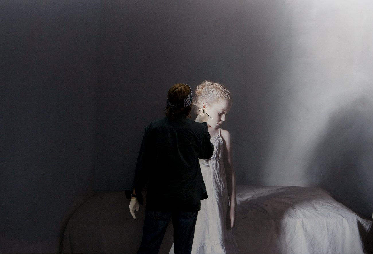 Helnwein working on the series The Murmur of the Innocents (The Disasters of War, part II), 2009